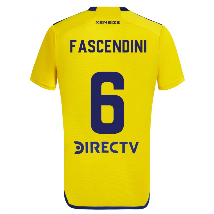 Niño Fútbol Camiseta Valentín Fascendini #6 Amarillo Azul 2ª Equipación 2024/25 México