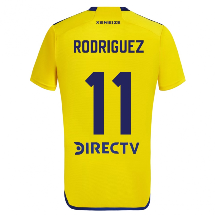 Niño Fútbol Camiseta Yamila Rodriguez #11 Amarillo Azul 2ª Equipación 2024/25 México