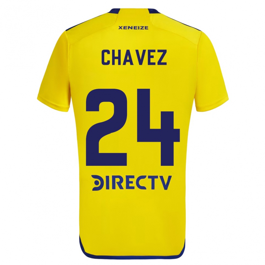 Niño Fútbol Camiseta Gabriela Chavez #24 Amarillo Azul 2ª Equipación 2024/25 México