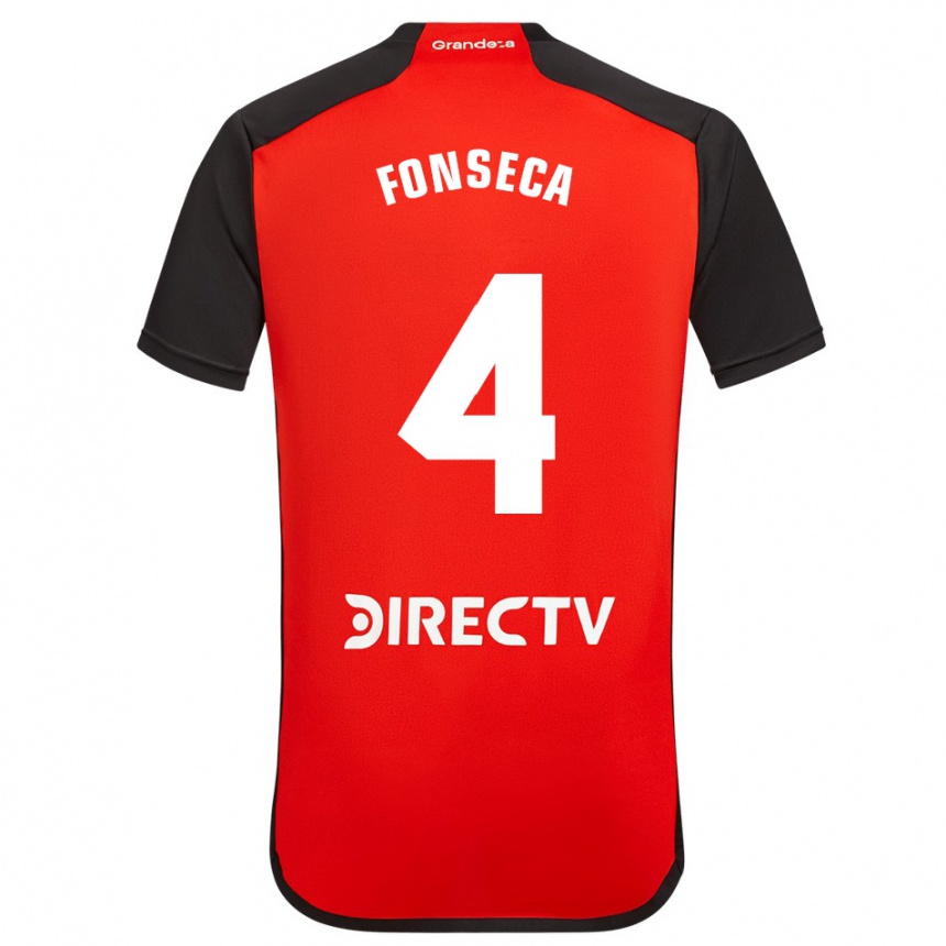 Niño Fútbol Camiseta Nicolás Fonseca #4 Rojo Negro Blanco 2ª Equipación 2024/25 México