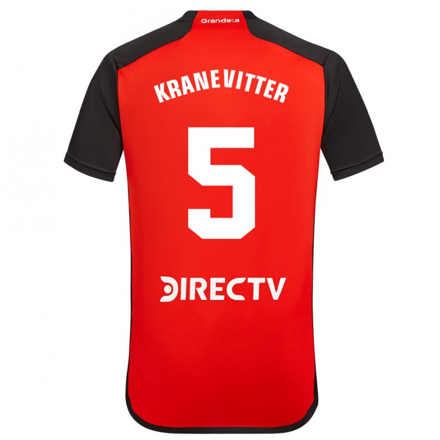 Niño Fútbol Camiseta Matías Kranevitter #5 Rojo Negro Blanco 2ª Equipación 2024/25 México