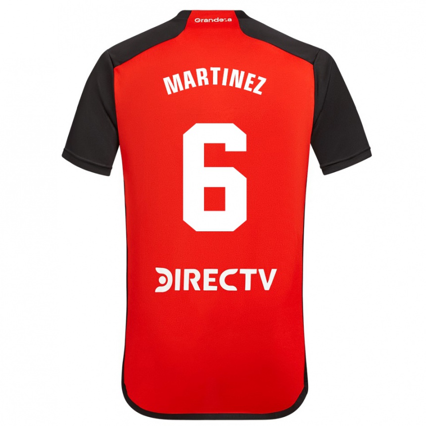 Niño Fútbol Camiseta David Martínez #6 Rojo Negro Blanco 2ª Equipación 2024/25 México