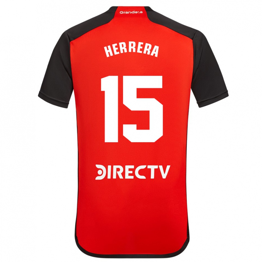 Niño Fútbol Camiseta Andrés Herrera #15 Rojo Negro Blanco 2ª Equipación 2024/25 México