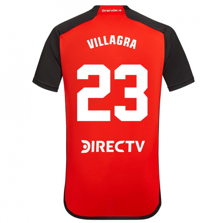 Niño Fútbol Camiseta Rodrigo Villagra #23 Rojo Negro Blanco 2ª Equipación 2024/25 México