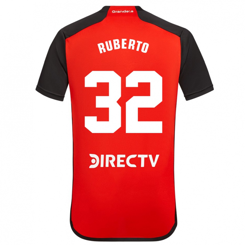 Niño Fútbol Camiseta Agustín Ruberto #32 Rojo Negro Blanco 2ª Equipación 2024/25 México