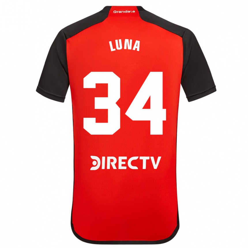 Niño Fútbol Camiseta Jonás Luna #34 Rojo Negro Blanco 2ª Equipación 2024/25 México