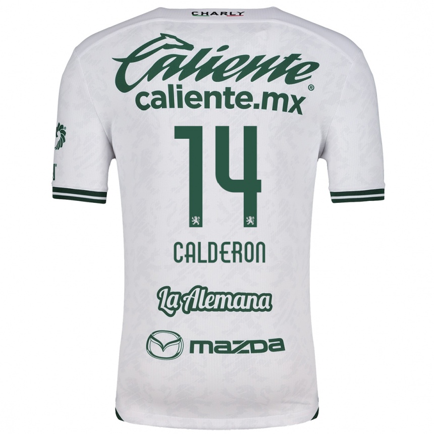 Niño Fútbol Camiseta Daniela Calderón #14 Blanco Verde 2ª Equipación 2024/25 México