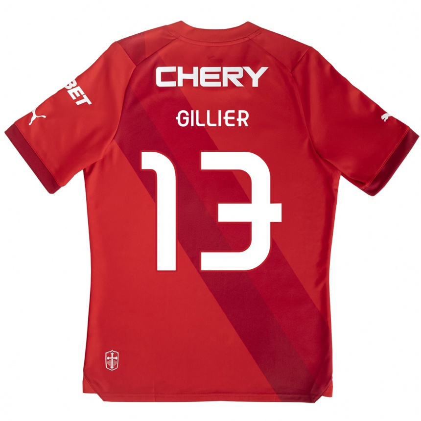 Niño Fútbol Camiseta Thomas Gillier #13 Rojo Blanco 2ª Equipación 2024/25 México