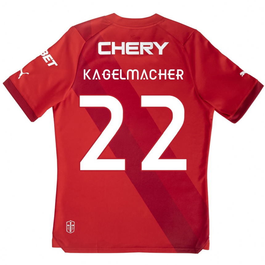 Niño Fútbol Camiseta Gary Kagelmacher #22 Rojo Blanco 2ª Equipación 2024/25 México