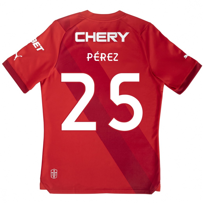 Niño Fútbol Camiseta Sebastián Pérez #25 Rojo Blanco 2ª Equipación 2024/25 México