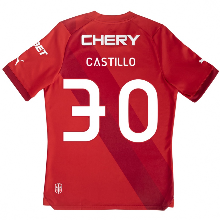 Niño Fútbol Camiseta Nicolás Castillo #30 Rojo Blanco 2ª Equipación 2024/25 México