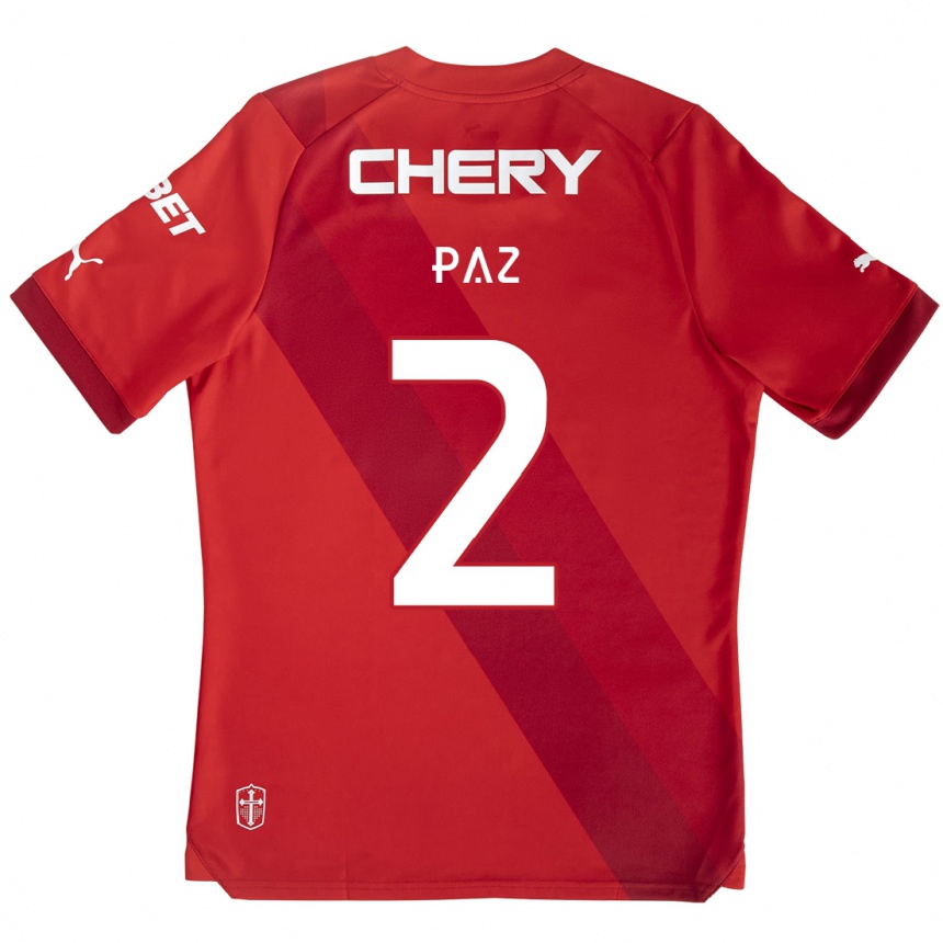 Niño Fútbol Camiseta Nehuén Paz #2 Rojo Blanco 2ª Equipación 2024/25 México