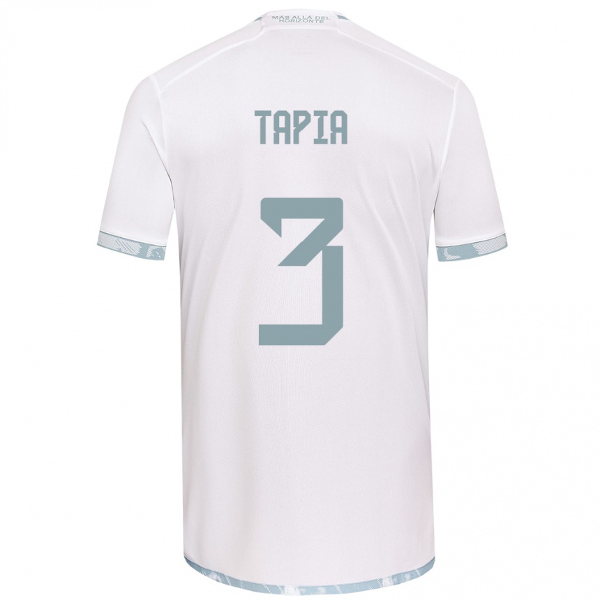 Niño Fútbol Camiseta Ignacio Tapia #3 Gris Blanco 2ª Equipación 2024/25 México