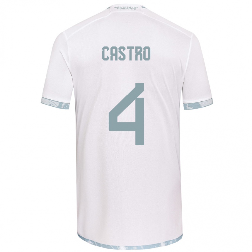 Niño Fútbol Camiseta José Ignacio Castro #4 Gris Blanco 2ª Equipación 2024/25 México