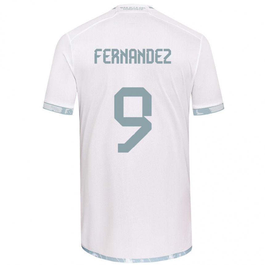 Niño Fútbol Camiseta Leandro Fernández #9 Gris Blanco 2ª Equipación 2024/25 México