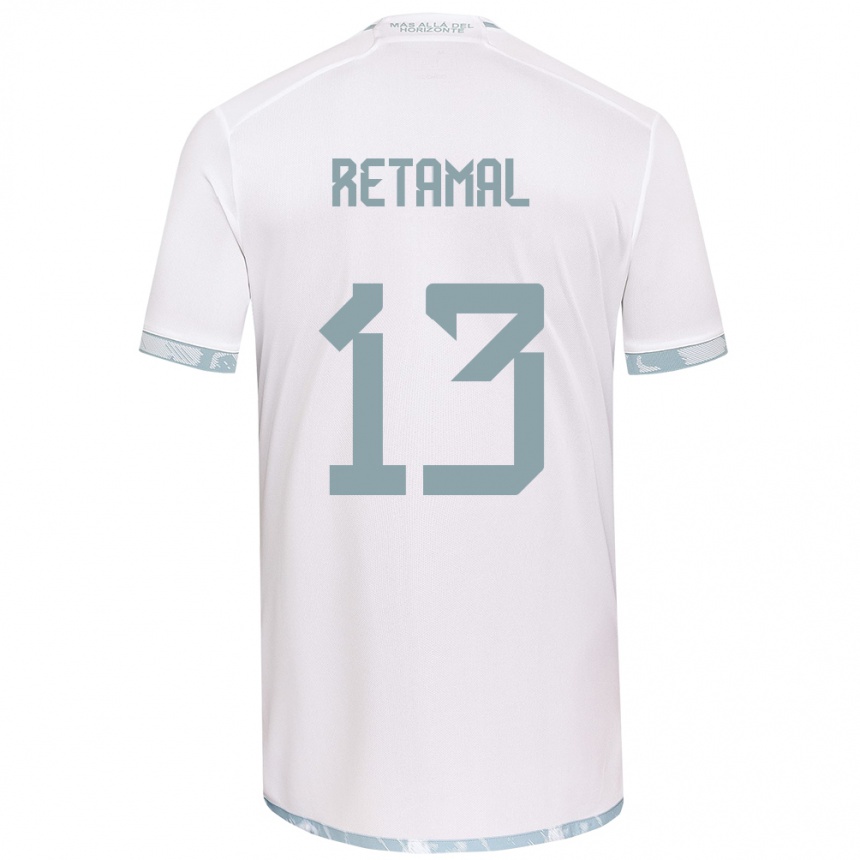 Niño Fútbol Camiseta David Retamal #13 Gris Blanco 2ª Equipación 2024/25 México