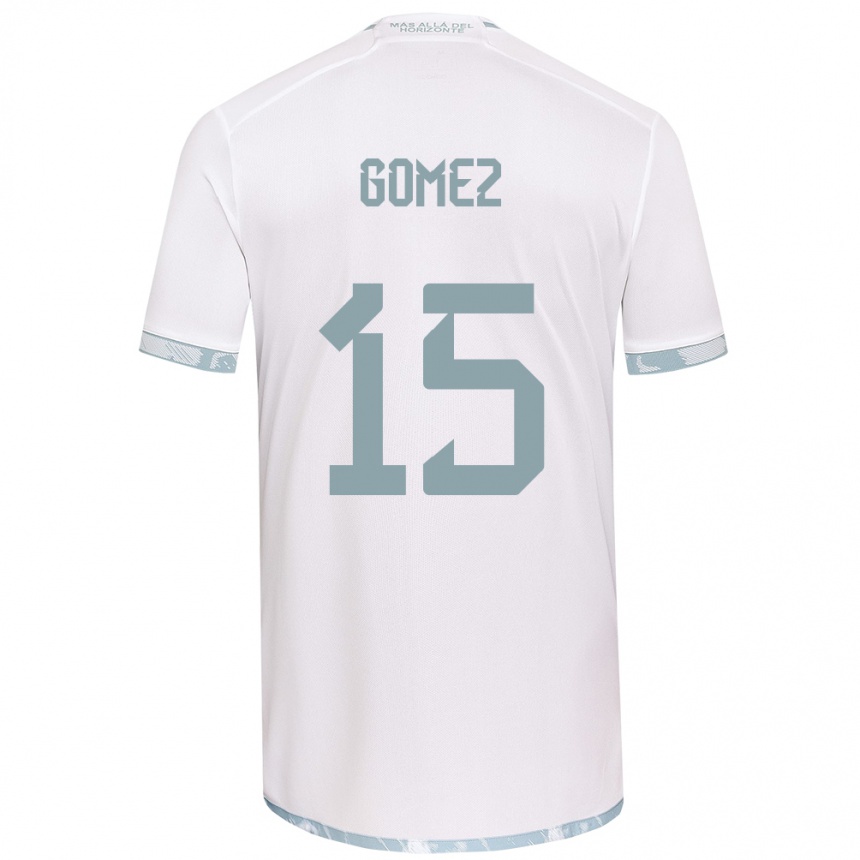 Niño Fútbol Camiseta Juan Pablo Gómez #15 Gris Blanco 2ª Equipación 2024/25 México