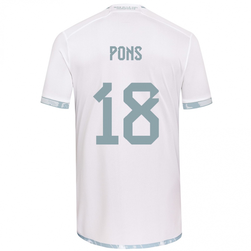 Niño Fútbol Camiseta Luciano Pons #18 Gris Blanco 2ª Equipación 2024/25 México