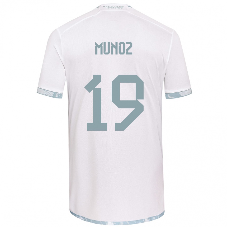 Niño Fútbol Camiseta Cristóbal Muñoz #19 Gris Blanco 2ª Equipación 2024/25 México