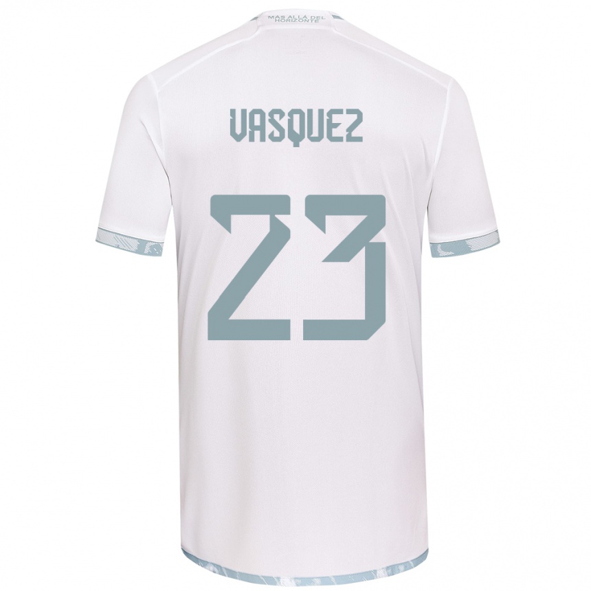 Niño Fútbol Camiseta Ignacio Vásquez #23 Gris Blanco 2ª Equipación 2024/25 México