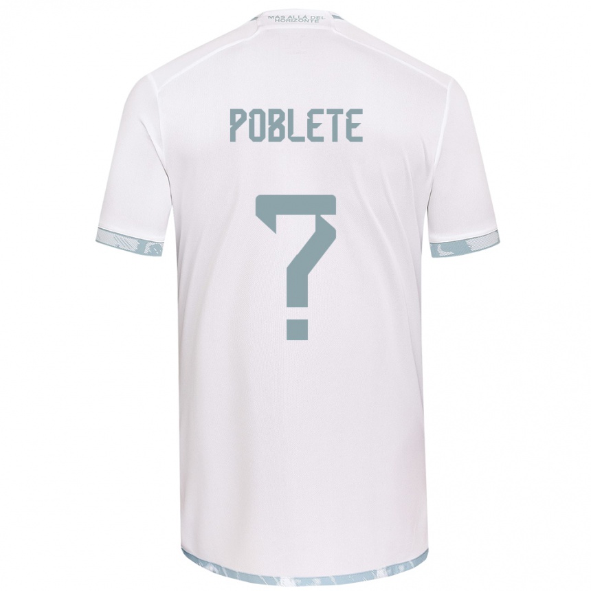 Niño Fútbol Camiseta José Poblete #0 Gris Blanco 2ª Equipación 2024/25 México