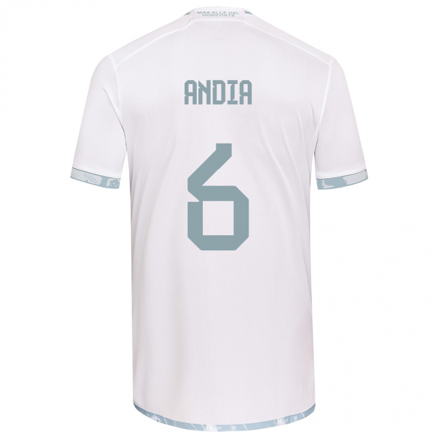 Niño Fútbol Camiseta Yonathan Andía #6 Gris Blanco 2ª Equipación 2024/25 México