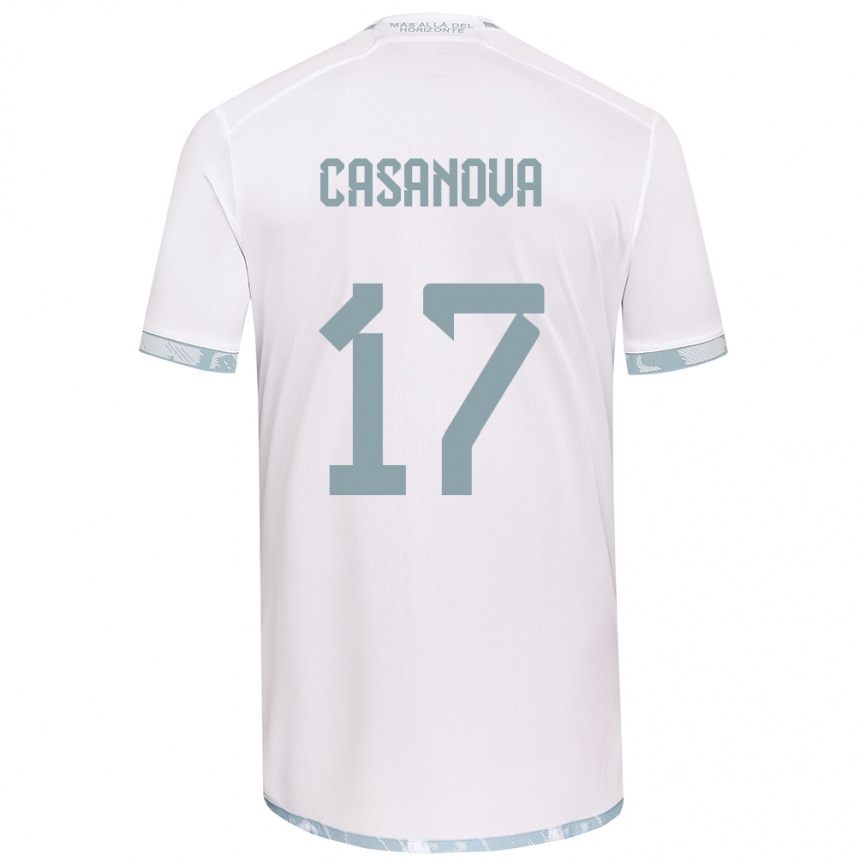 Niño Fútbol Camiseta Luis Casanova #17 Gris Blanco 2ª Equipación 2024/25 México