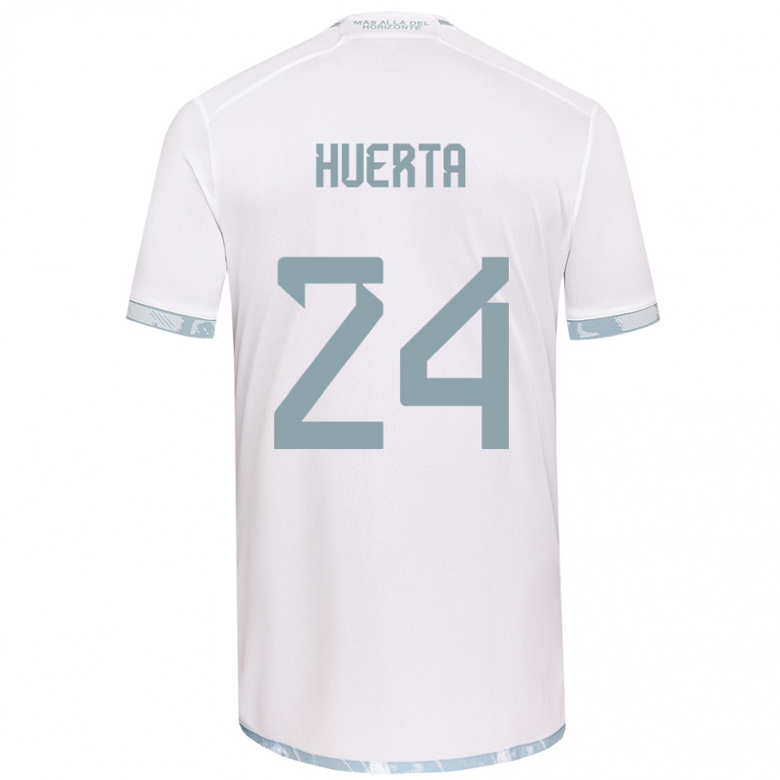 Niño Fútbol Camiseta Renato Huerta #24 Gris Blanco 2ª Equipación 2024/25 México