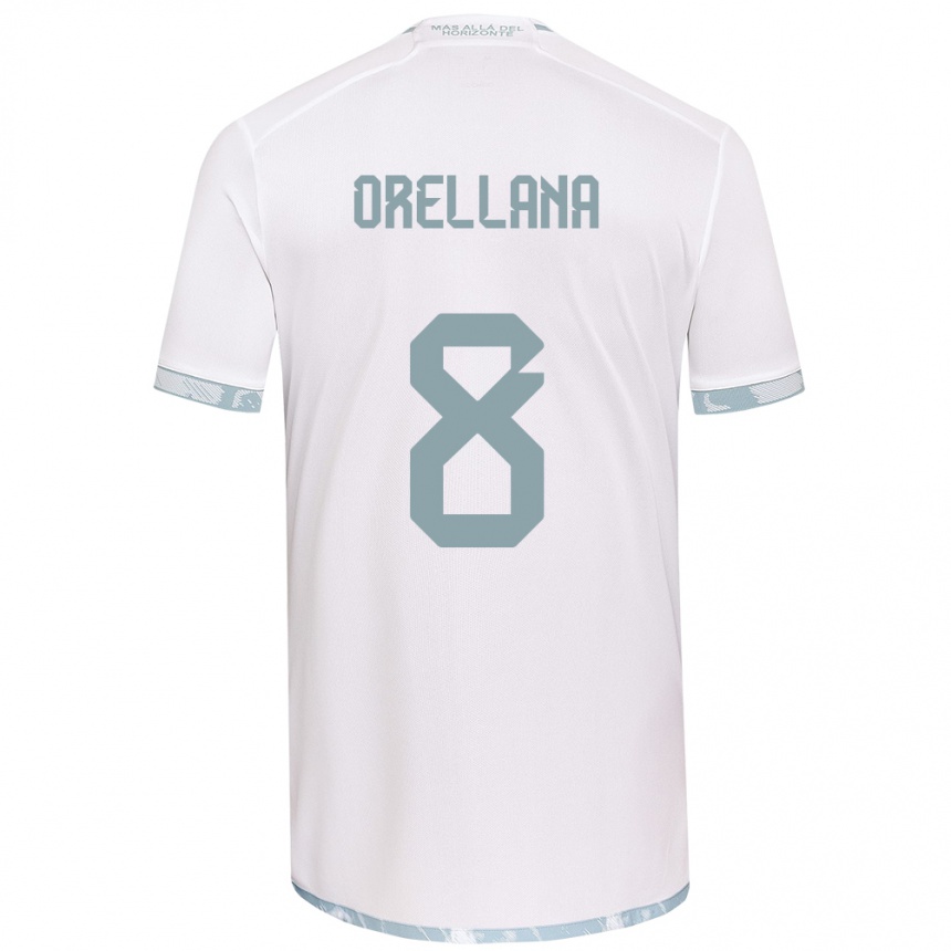 Niño Fútbol Camiseta Denisse Orellana #8 Gris Blanco 2ª Equipación 2024/25 México