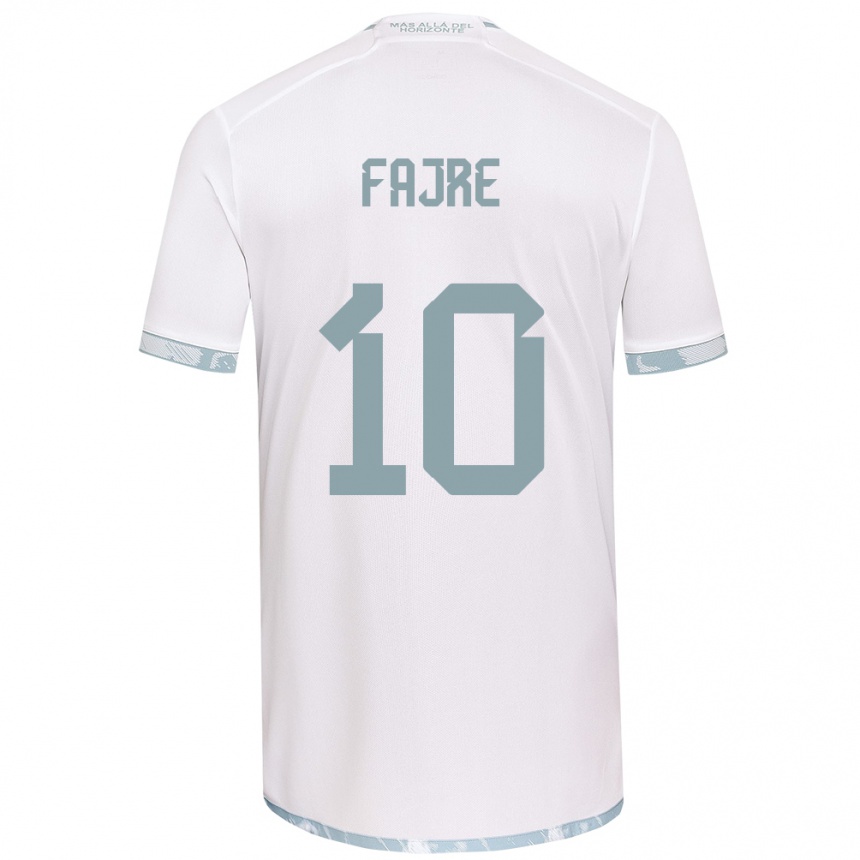 Niño Fútbol Camiseta Nicole Fajre #10 Gris Blanco 2ª Equipación 2024/25 México