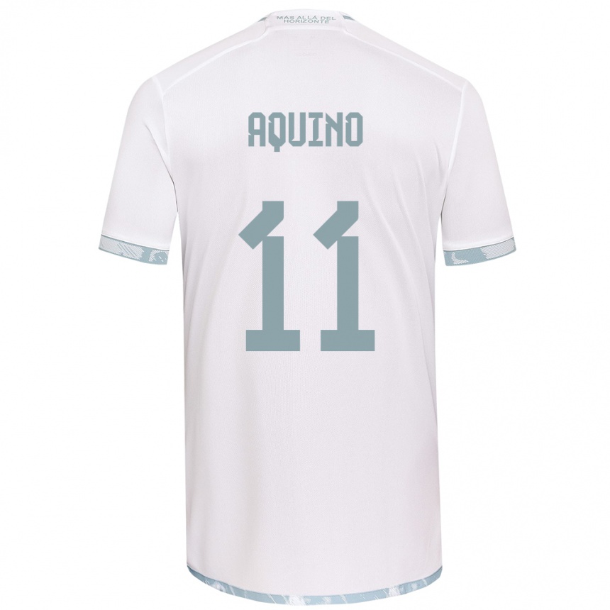 Niño Fútbol Camiseta Yisel Aquino #11 Gris Blanco 2ª Equipación 2024/25 México