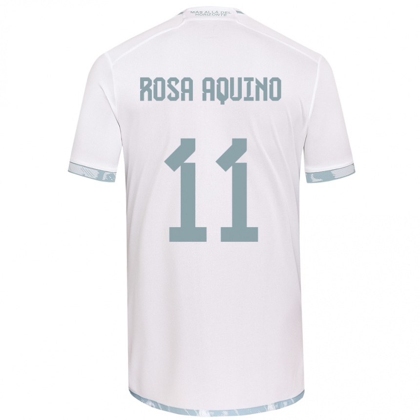 Niño Fútbol Camiseta Rosa Aquino #11 Gris Blanco 2ª Equipación 2024/25 México