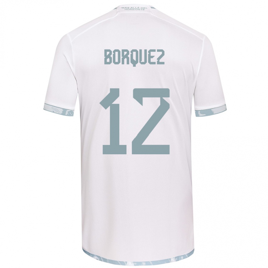 Niño Fútbol Camiseta Gabriela Bórquez #12 Gris Blanco 2ª Equipación 2024/25 México