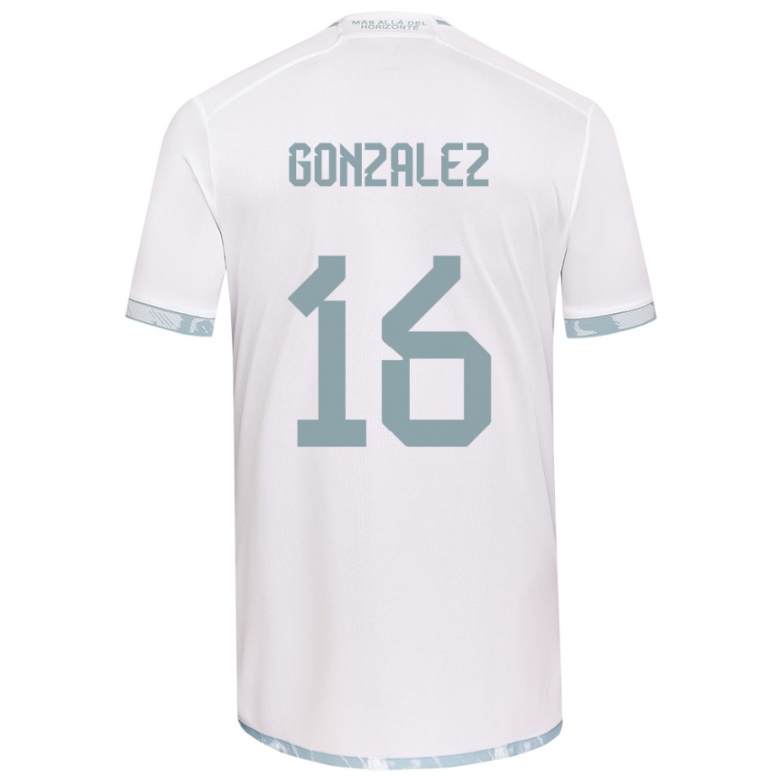 Niño Fútbol Camiseta Monserratt González #16 Gris Blanco 2ª Equipación 2024/25 México