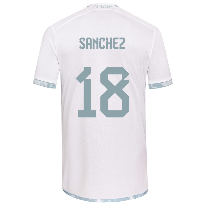 Niño Fútbol Camiseta Bárbara Sánchez #18 Gris Blanco 2ª Equipación 2024/25 México