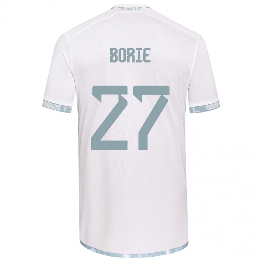 Niño Fútbol Camiseta Emilie Borie #27 Gris Blanco 2ª Equipación 2024/25 México