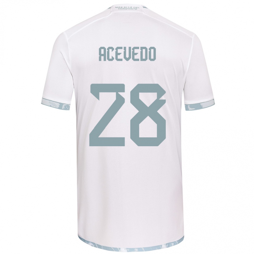 Niño Fútbol Camiseta Florencia Acevedo #28 Gris Blanco 2ª Equipación 2024/25 México