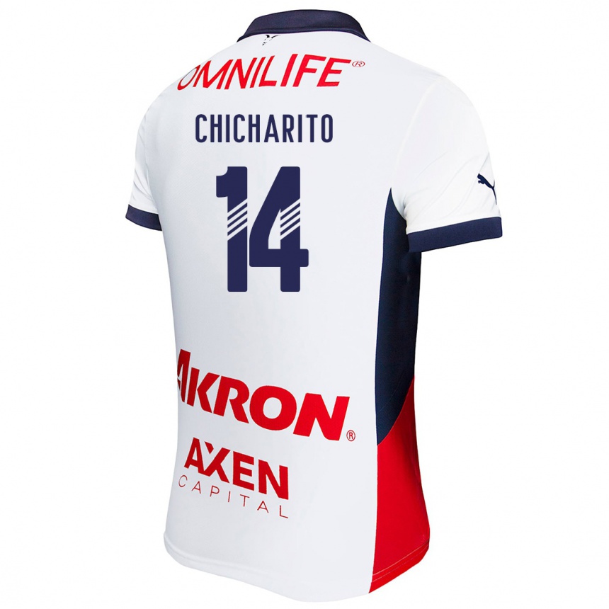 Niño Fútbol Camiseta Chicharito #14 Blanco Rojo Azul 2ª Equipación 2024/25 México