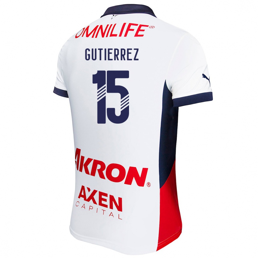 Niño Fútbol Camiseta Érick Gutiérrez #15 Blanco Rojo Azul 2ª Equipación 2024/25 México