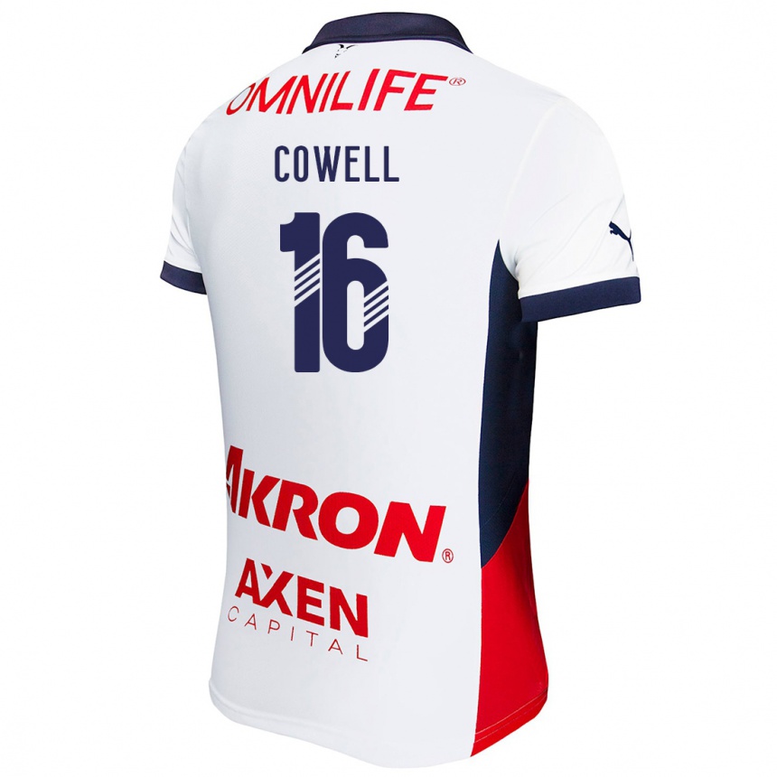 Niño Fútbol Camiseta Cade Cowell #16 Blanco Rojo Azul 2ª Equipación 2024/25 México