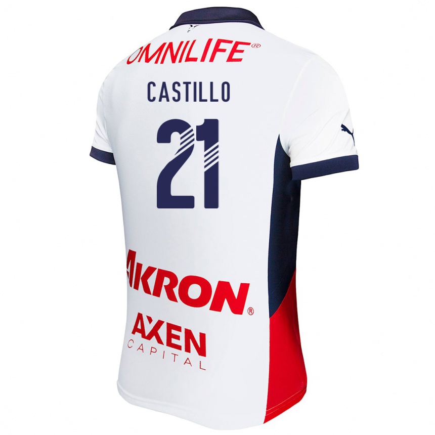 Niño Fútbol Camiseta José Castillo #21 Blanco Rojo Azul 2ª Equipación 2024/25 México