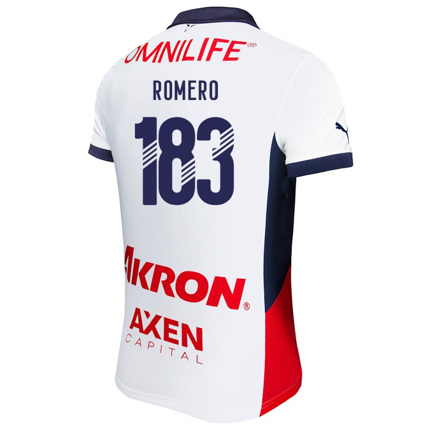 Niño Fútbol Camiseta Javen Romero #183 Blanco Rojo Azul 2ª Equipación 2024/25 México