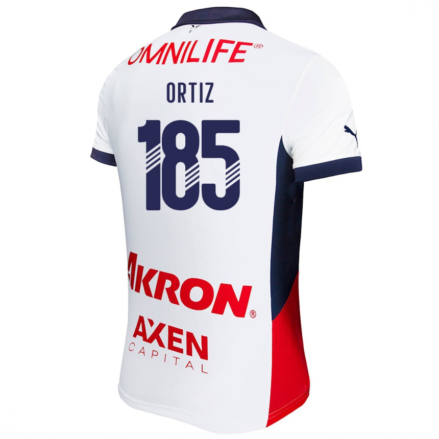 Niño Fútbol Camiseta Gibrán Ortiz #185 Blanco Rojo Azul 2ª Equipación 2024/25 México