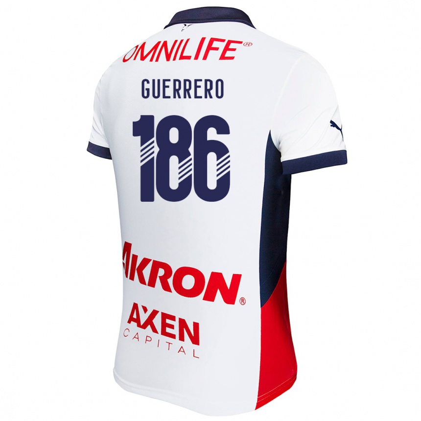 Niño Fútbol Camiseta Javier Guerrero #186 Blanco Rojo Azul 2ª Equipación 2024/25 México