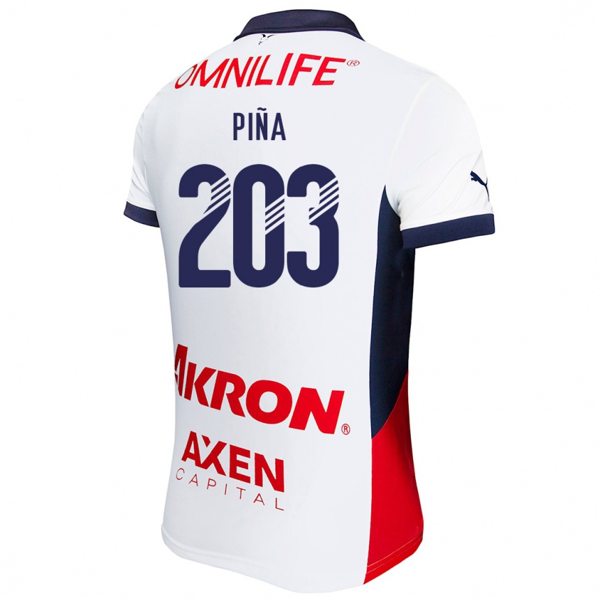 Niño Fútbol Camiseta Fernando Piña #203 Blanco Rojo Azul 2ª Equipación 2024/25 México