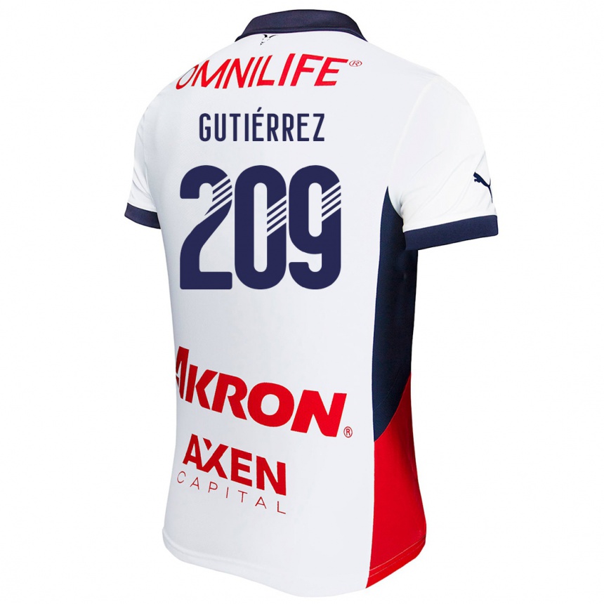 Niño Fútbol Camiseta Edgar Gutiérrez #209 Blanco Rojo Azul 2ª Equipación 2024/25 México