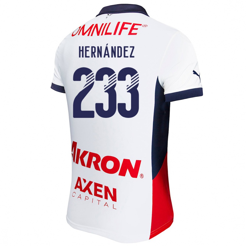 Niño Fútbol Camiseta Zinedine Hernández #233 Blanco Rojo Azul 2ª Equipación 2024/25 México