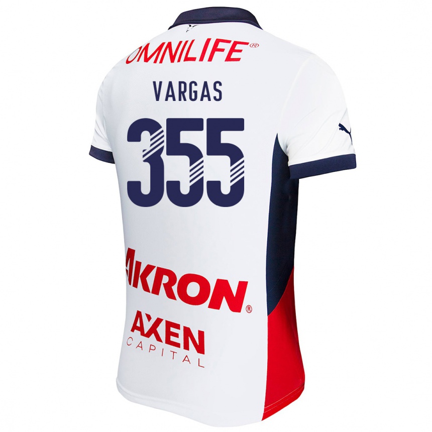 Niño Fútbol Camiseta Edgar Vargas #355 Blanco Rojo Azul 2ª Equipación 2024/25 México