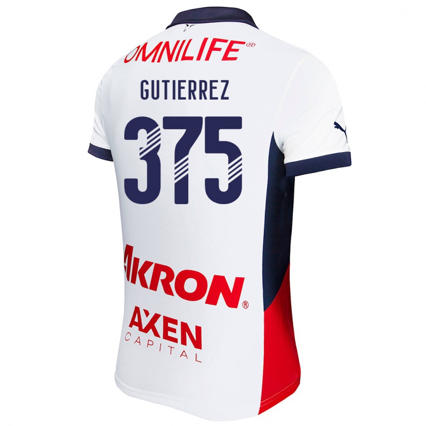 Niño Fútbol Camiseta Gerson Gutiérrez #375 Blanco Rojo Azul 2ª Equipación 2024/25 México