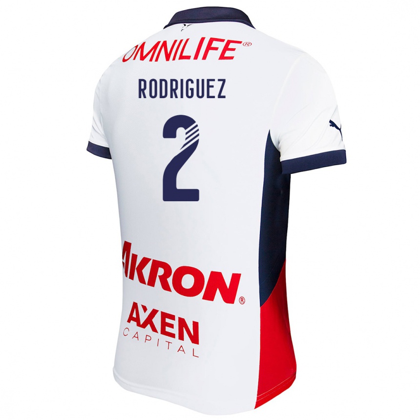 Niño Fútbol Camiseta Jaqueline Rodríguez #2 Blanco Rojo Azul 2ª Equipación 2024/25 México